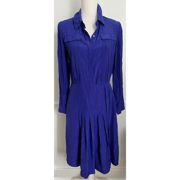 J Peterman • Silk Elegant Blue Women's Dress - Picture 1 of 6